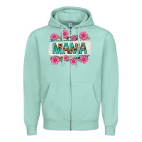 Seafoam mama leopard with turquoise background Zipper Hoodie - texasbilliewilder
