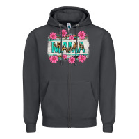 Smoke mama leopard with turquoise background Zipper Hoodie - texasbilliewilder