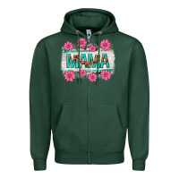Sports Green mama leopard with turquoise background Zipper Hoodie - texasbilliewilder