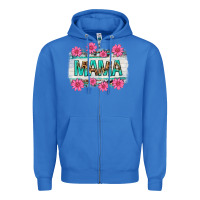 True Royal mama leopard with turquoise background Zipper Hoodie - texasbilliewilder