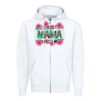 White mama leopard with turquoise background Zipper Hoodie - texasbilliewilder