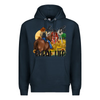 Navy livin the rural life Premium Hoodie - MaliasSmallBusiness