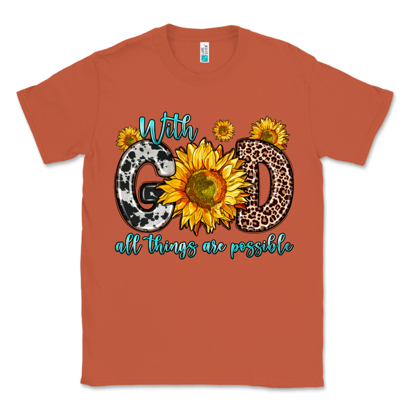 With God All Things Are Possible Sunflower Classic Tee by Zillion Design Studio | Teevron