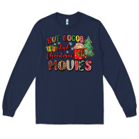 Navy hot cocoa and christmas movies Long Sleeve Tee - Zillion Design Studio