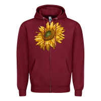 Burgundy sunflower Zipper Hoodie - RanaPortraitStore