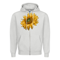 Dove Grey sunflower Zipper Hoodie - RanaPortraitStore