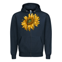 Navy sunflower Zipper Hoodie - RanaPortraitStore