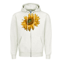 Oatmeal Heather sunflower Zipper Hoodie - RanaPortraitStore