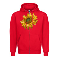 Red sunflower Zipper Hoodie - RanaPortraitStore