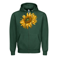 Sports Green sunflower Zipper Hoodie - RanaPortraitStore