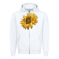White sunflower Zipper Hoodie - RanaPortraitStore