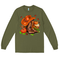 Army Green fall pumpkins  cowgirl  and roses Long Sleeve Tee - AdoDesignShop