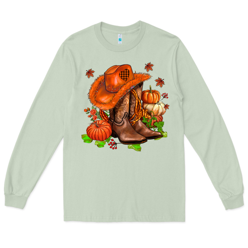 Fall Pumpkins  Cowgirl  And Roses Long Sleeve Tee by AdoDesignShop | Teevron