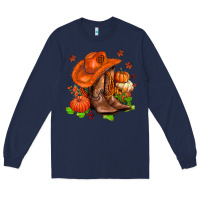 Navy fall pumpkins  cowgirl  and roses Long Sleeve Tee - AdoDesignShop