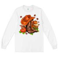 White fall pumpkins  cowgirl  and roses Long Sleeve Tee - AdoDesignShop