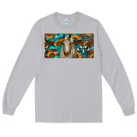 Moon Dust Horse With Sunflowers Aztec And Cowhide Long Sleeve Tee - RanaPortraitStore