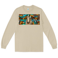 Mushroom Horse With Sunflowers Aztec And Cowhide Long Sleeve Tee - RanaPortraitStore