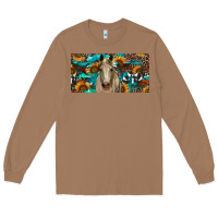 Toasted Coconut Horse With Sunflowers Aztec And Cowhide Long Sleeve Tee - RanaPortraitStore