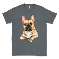 Charcoal Heather french bulldog sitting Classic Tee - RanaPortraitStore
