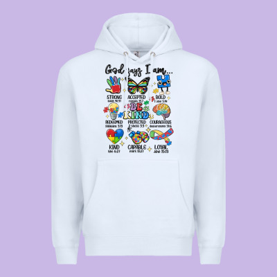God Says  Am Autism Premium Hoodie Designed By Maliassmallbusiness