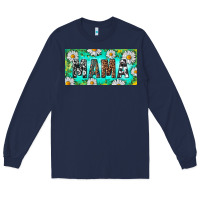 Navy Turquoise and Daisy Mama Long Sleeve Tee - RanaPortraitStore