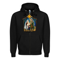 Black oh holy night holy family Zipper Hoodie - RanaPortraitStore