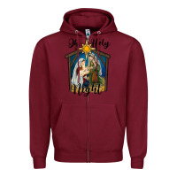 Burgundy oh holy night holy family Zipper Hoodie - RanaPortraitStore