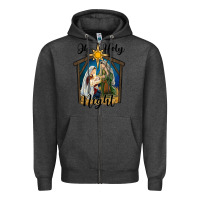 Charcoal Heather oh holy night holy family Zipper Hoodie - RanaPortraitStore