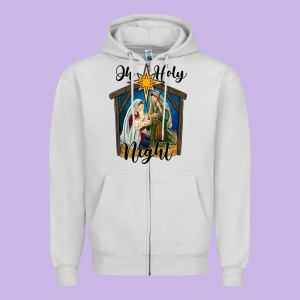 Oh Holy Night Holy Family Zipper Hoodie Designed By Ranaportraitstore