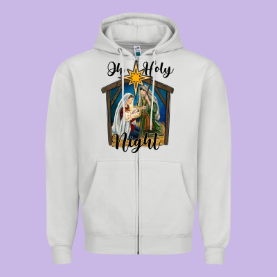 Oh Holy Night Holy Family Zipper Hoodie Designed By Ranaportraitstore