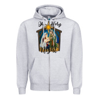 Heather Grey oh holy night holy family Zipper Hoodie - RanaPortraitStore