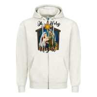 Oatmeal Heather oh holy night holy family Zipper Hoodie - RanaPortraitStore
