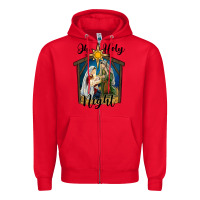 Red oh holy night holy family Zipper Hoodie - RanaPortraitStore