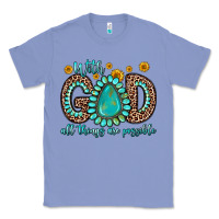 Colony Blue with god all things are possible gemstone Classic Tee - Zillion Design Studio