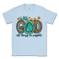 Dusty Blue with god all things are possible gemstone Classic Tee - Zillion Design Studio