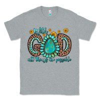 Heather Grey with god all things are possible gemstone Classic Tee - Zillion Design Studio