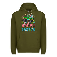 Army Green easter monster truck Premium Hoodie - MaliasSmallBusiness