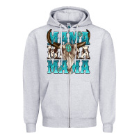 Heather Grey mama mama mama Zipper Hoodie - texasbilliewilder