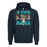 Navy mama mama mama Zipper Hoodie - texasbilliewilder