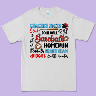 Baseball Typography Words Premium Tee Designed By Artiststas