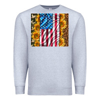 Heather Grey american realistic flag Premium Sweatshirt - AdoDesignShop