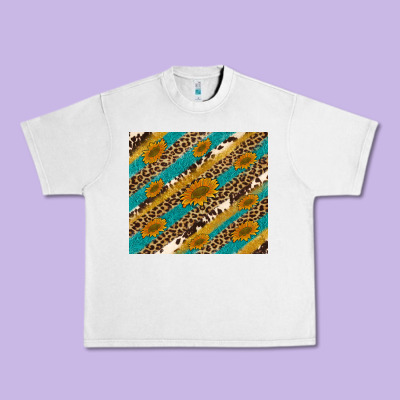 Leopard Cowhide  Leather Sunflowers Urban Heavy Tee Designed By Artiststas