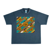 Midnight Navy leopard cowhide  leather sunflowers Urban Heavy Tee - Artiststas