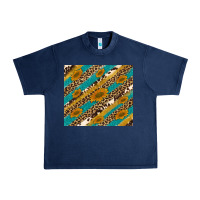 Navy leopard cowhide  leather sunflowers Urban Heavy Tee - Artiststas
