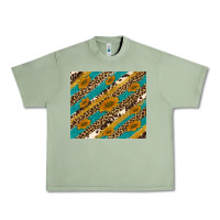Oil Green leopard cowhide  leather sunflowers Urban Heavy Tee - Artiststas