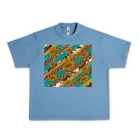 Pebble Blue leopard cowhide  leather sunflowers Urban Heavy Tee - Artiststas