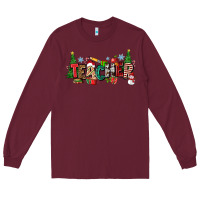 Burgundy Christmas teacher Long Sleeve Tee - Zillion Design Studio
