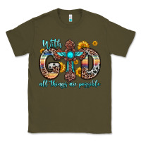 Army Green with god all things are possible cross Classic Tee - Zillion Design Studio