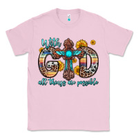 Bubblegum Pink with god all things are possible cross Classic Tee - Zillion Design Studio