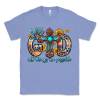 Colony Blue with god all things are possible cross Classic Tee - Zillion Design Studio